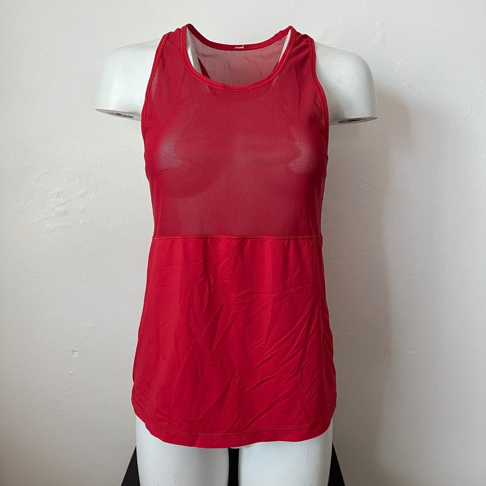 Lululemon Womens Red Mesh Panel Racerback Athletic Tank Top Size 4